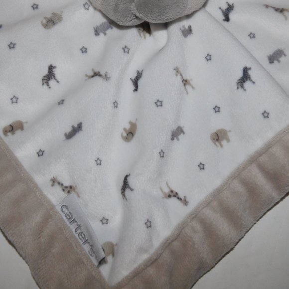 Carter's Gray White Zebra Safari Animal Print Security Blanket Baby nunu lovey - Picture 4 of 6